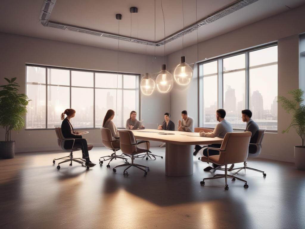 a marketing team brainstorming creative strategies for a video game